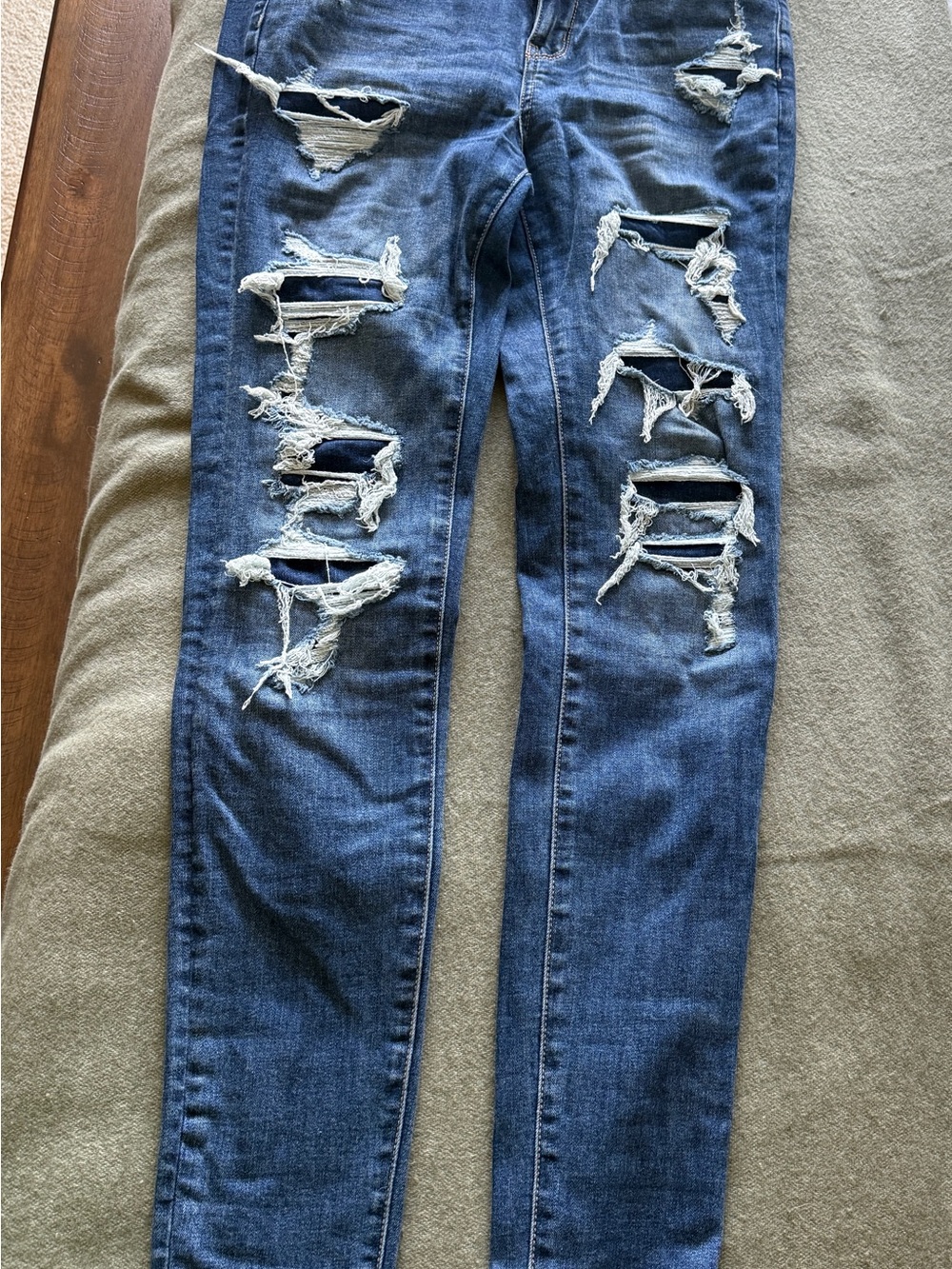 Distressed Blue Ripped Skinny Jeans